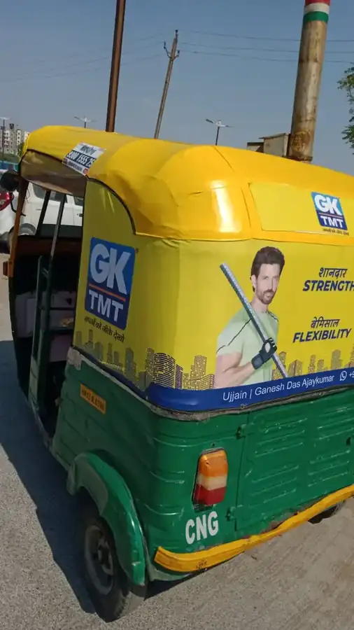 GK TMT auto rickshaw branding in Raipur