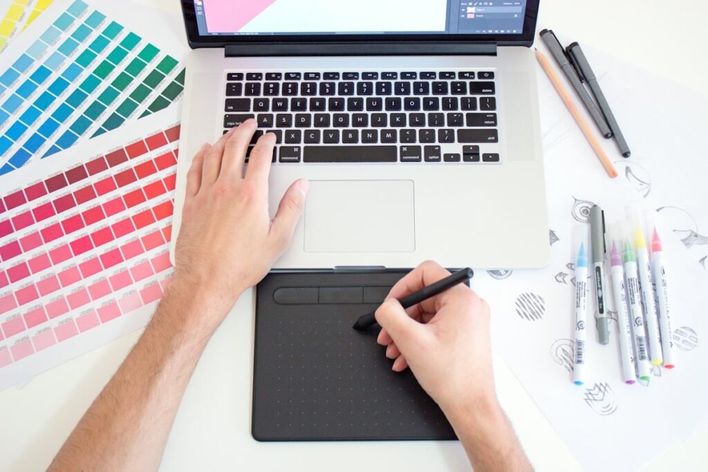 Graphic designer creating brand identity and creatives